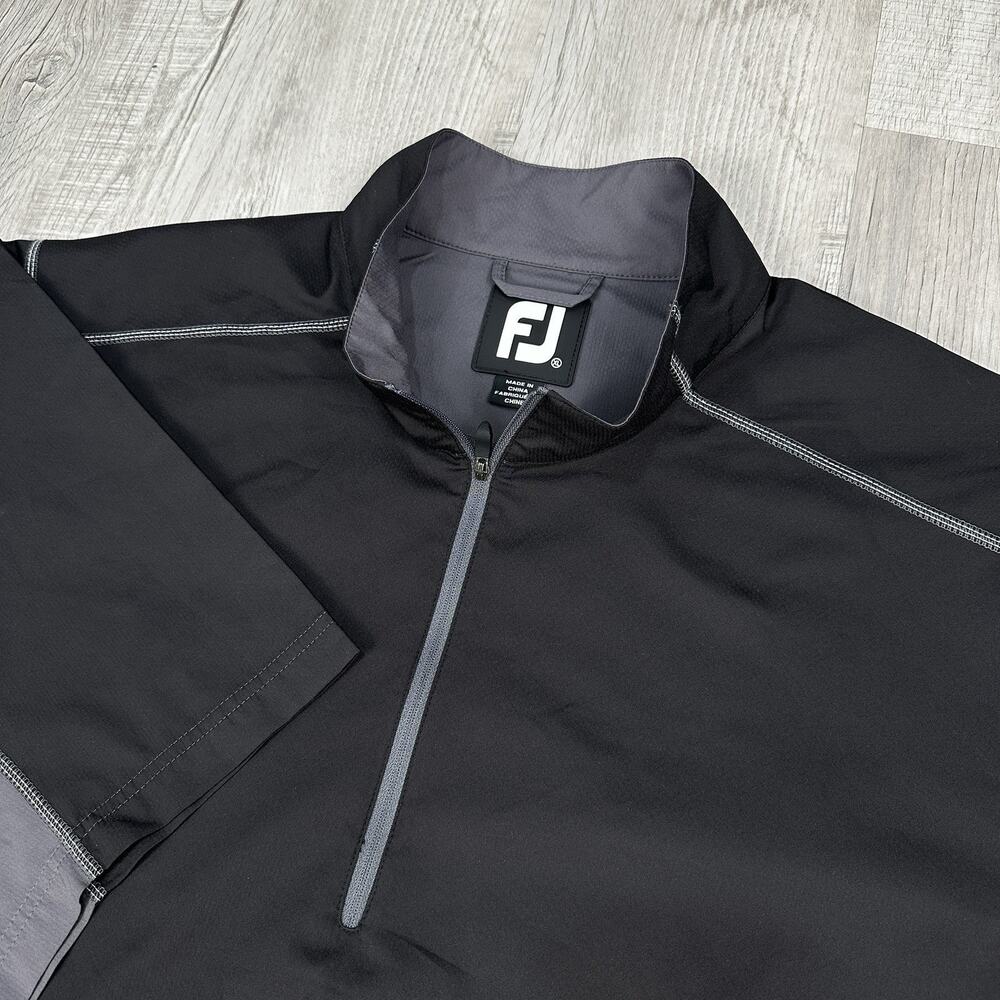 FootJoy 1/4 Zip Pullover Mens XL Black Gray Short Sleeve Windbreaker Golf Jacket